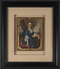 Miniature watercolor portrait of a woman early 19th c