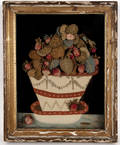 American feltwork picture of a bowl of strawberries 19th c