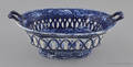 Historical blue Staffordshire The Eddistone Light House reticulated basket 19th c