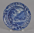 Historical blue Staffordshire Highlands North River plate 19th c
