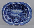 Historical blue Staffordshire America and Independence serving dish 19th c