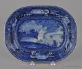 Historical blue Staffordshire Niagara from the American side platter 19th c