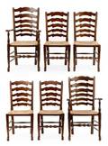 Set of 6 English Stained Oak Ladderback Chairs