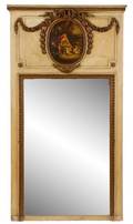 Louis XVI Style Paint  Parcel Gilt Trumeau Mirror