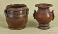 Two I S Stahl redware crocks