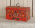 Red tole dome lid document box 19th c