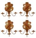 Four Tole Peinte Armorial Shield Candle Sconces