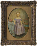 Victorian oil on board interior with a young girl