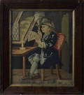 Woolwork picture based on an 18th c drawing by William Hagarth