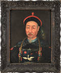 China trade oil on canvas portrait of Chinese statesman Aison Gioro Keying ca 1840