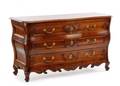 French Style Walnut Bombe Commode Don Ruseau