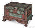 Carved and painted pine dresser box ca 1835