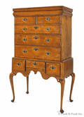 New England Queen Anne tiger maple high chest ca 1760