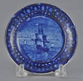 Historical blue Staffordshire Cadmus cup plate 19th c