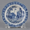 Historical blue Staffordshire Franklin with Kite plate 19th c