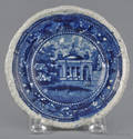 Historical blue Staffordshire Staughtons Church cup plate 19th c