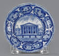 Historical blue Staffordshire Customs House of Philadelphia cup plate 19th c