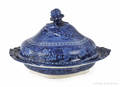 Historical blue Staffordshire Virginia Coat of Arms covered entre dish 19th c