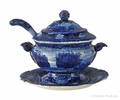 Historical blue Staffordshire Passaic Falls New Jersey sauce tureen 19th c