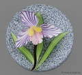 Mayauel Ward striped violet orchid paperweight