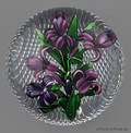 Ray Banford iris paperweight on a diamond cut base