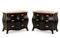 Pair of Painted Bombe Veneto Commodes Patina