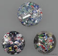 Three antique scramble paperweights