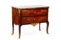 Transitional Gilt Bronze Mounted 2 Drawer Commode