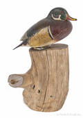 Carved and painted miniature wood duck