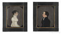 Pair of Pennsylvania oil on panel profile portraits of a husband and wife ca 1815