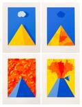 Per Arnoldi 4 Signed Serigraphs Volcano Eruption