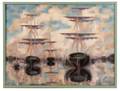 Signed American School Oil on Canvas Tall Ships