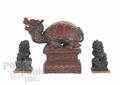 Pair of Chinese carved hardstone foo lions