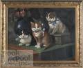 Oil on canvas portrait of three kittens