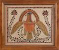 Southeastern Pennsylvania watercolor fraktur of a spread winged eagle ca 1820