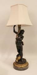 Patenated and Gilt Bronze Marble Based Lamp
