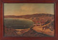 Rare China Trade oil on canvas view of the harbor and city of Valparaiso Chile ca 1840