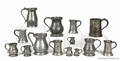 Collection of Continental pewter measures