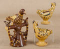 Three English redware bird whistles