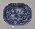 Historical blue Staffordshire Lafayette at Washingtons Tomb platter 19th c