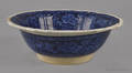 Historical blue Staffordshire Arms of Maryland basin 19th c
