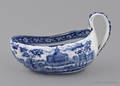 Historical blue Staffordshire Boston State House bourdaloue 19th c