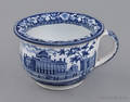 Historical blue Staffordshire Boston State House spittle cup 19th c