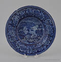 Historical blue Staffordshire View near Philadelphia shallow bowl 19th c