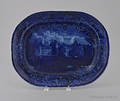 Historical blue Staffordshire Southwest View of La Grange platter 19th c