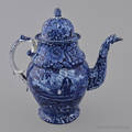 Historical blue Staffordshire Washington at Tomb coffee pot 19th c