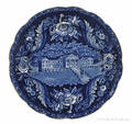 Historical blue Staffordshire Mt Pleasant Classical Institute plate 19th c