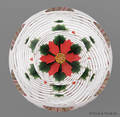 John Deacons pedestal paperweight with red poinsettia on a white swirl