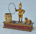 Cast iron  Trick Dog  mechanical bank with a sixpart base manufactured by Shepard Hardware Co