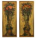 Pair of Hand Painted Panels Cherub With Topiary